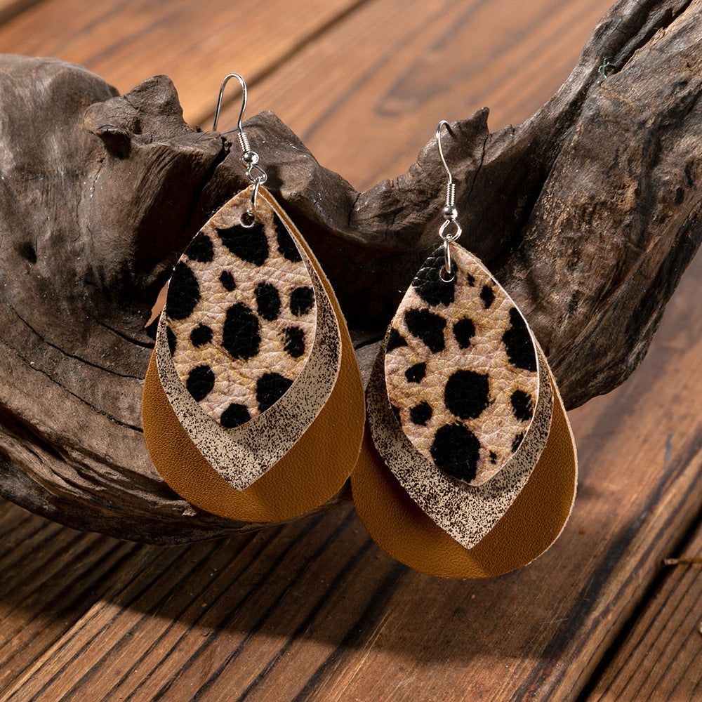 Vintage Cross Leather Earrings - product image 1