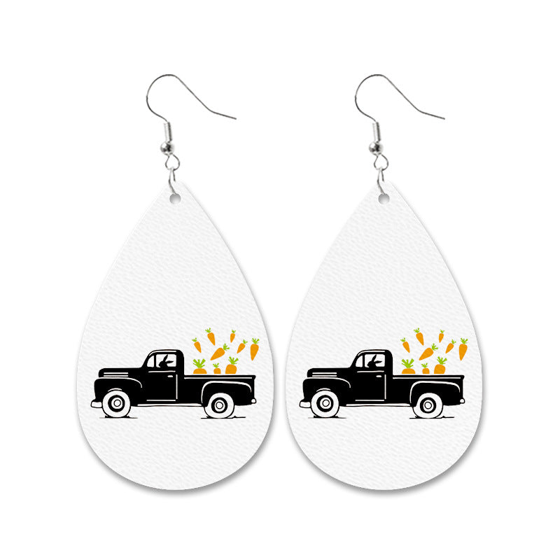 Easter Bunny Fur Earrings Leopard Print Black and White Checkered Car Carrot