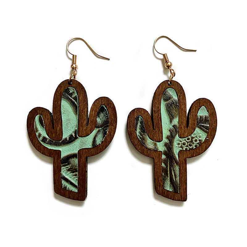 Western Vintage Cactus Leather Earrings - product image 18
