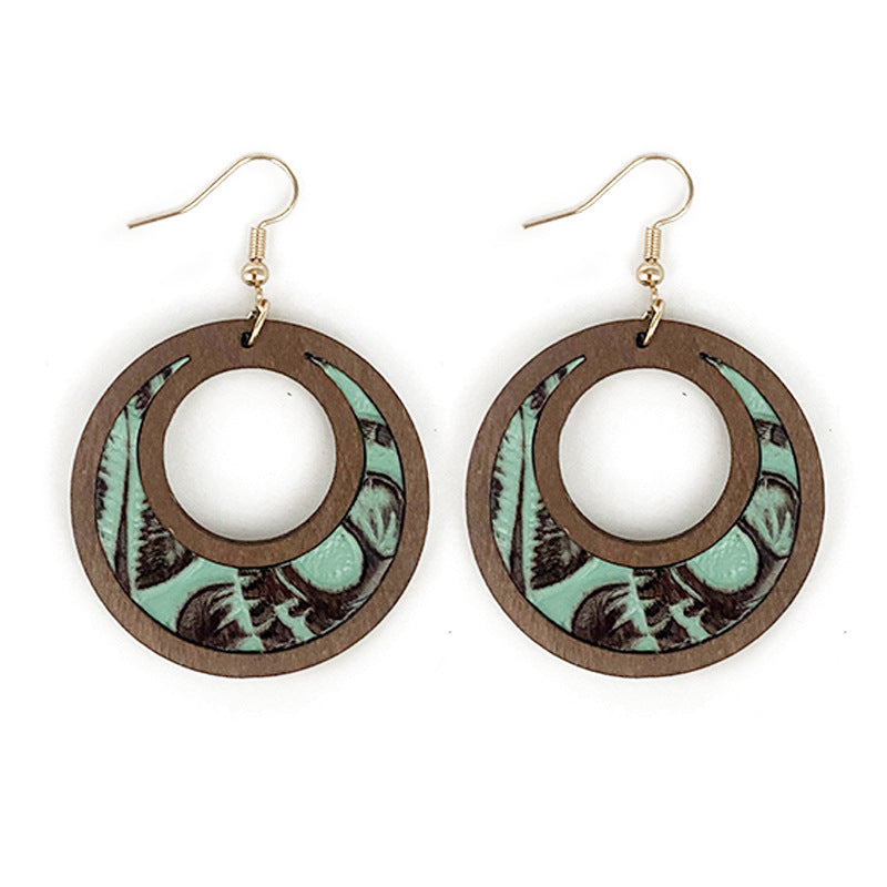 Western Cross Wood Leather Earrings - product image 5