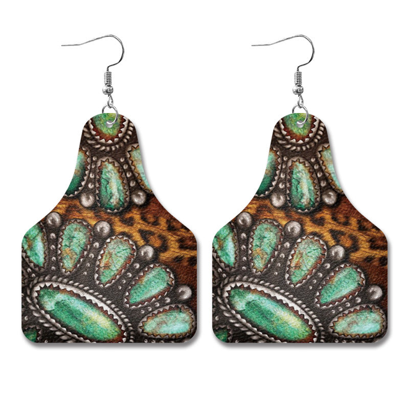 Western Vintage Cross Leather Earrings