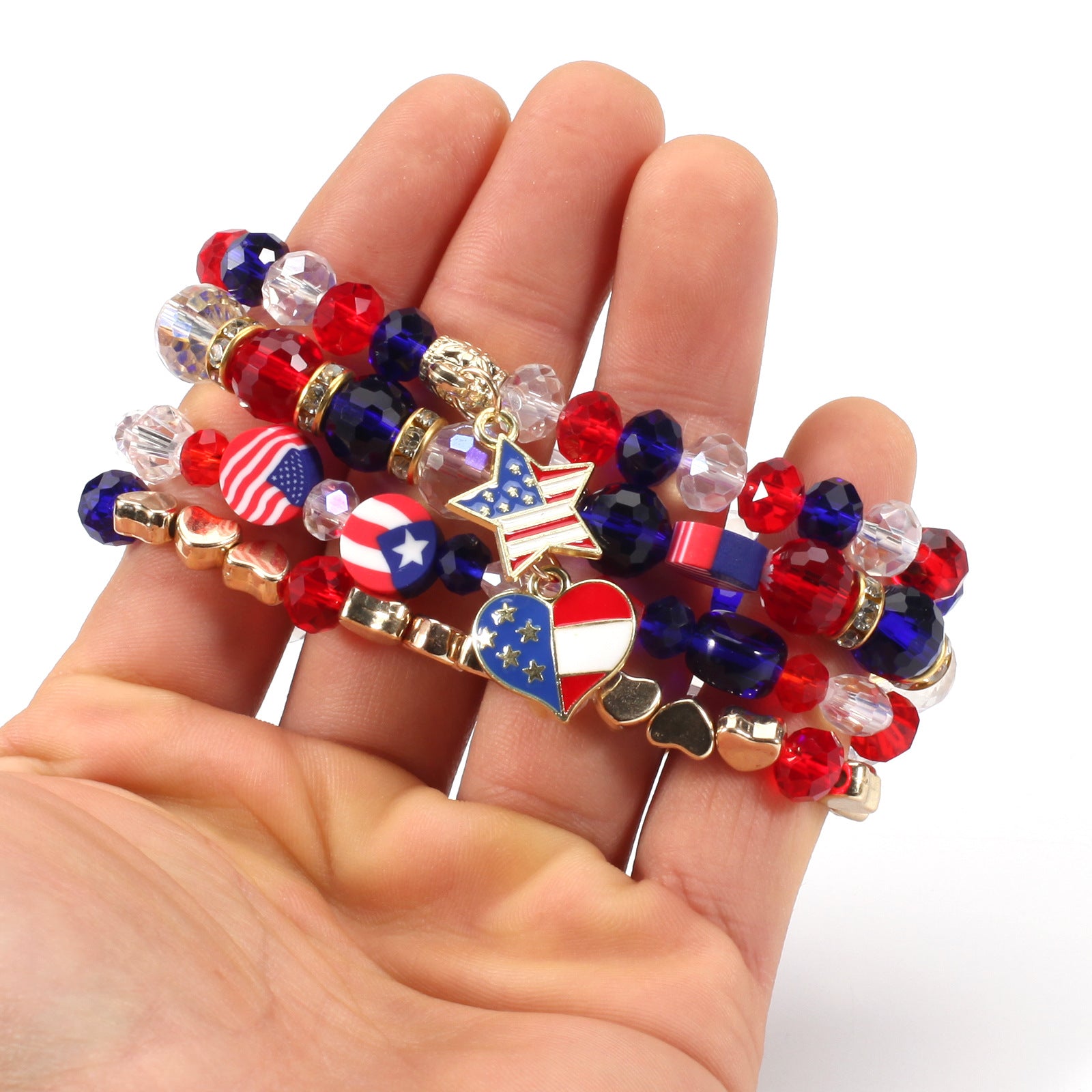 Flag Beaded Crystal Bracelet