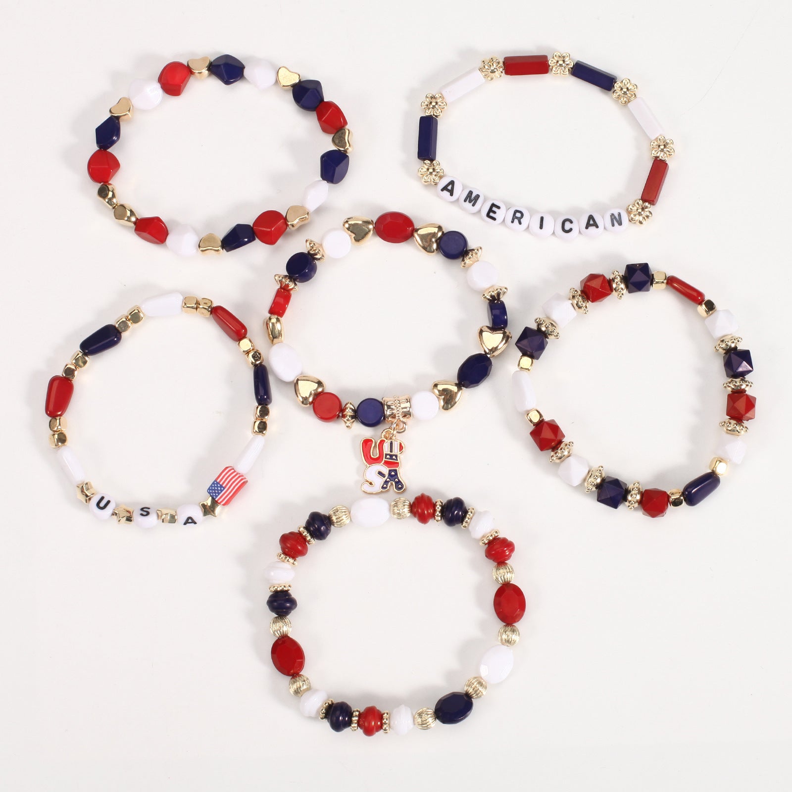 Flag Beaded Crystal Bracelet