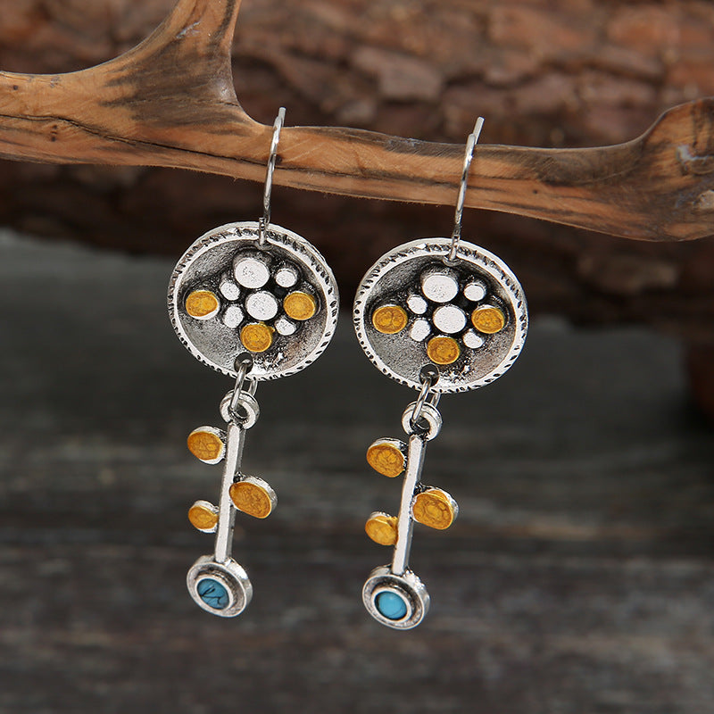 Turquoise Vintage Geometric Cross Earrings - product image 2