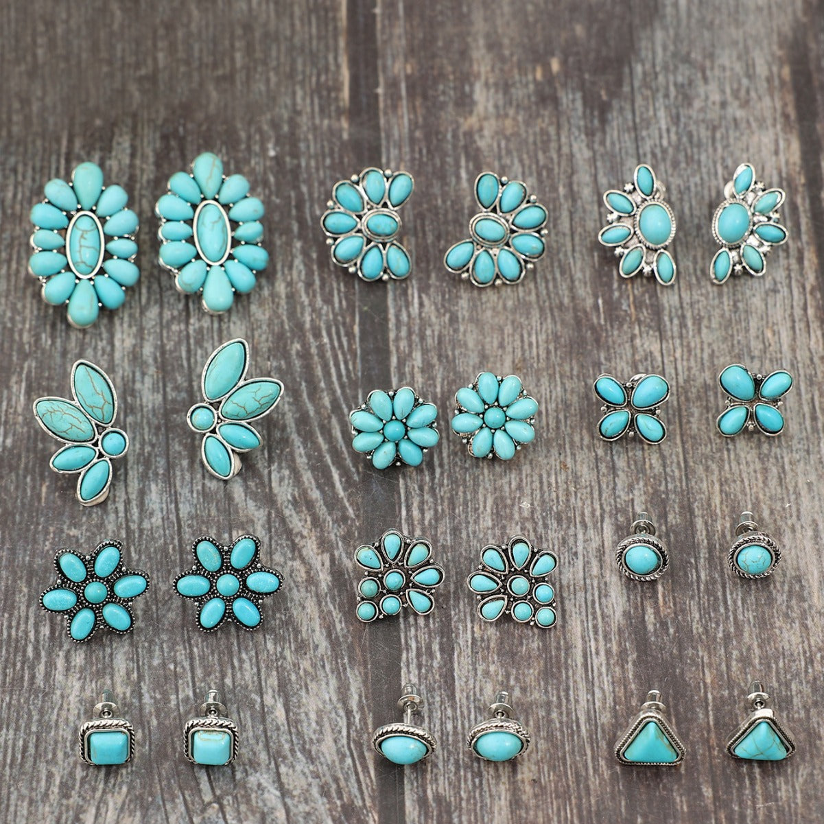 Turquoise Boho Vintage Geometric Earrings - product image 5