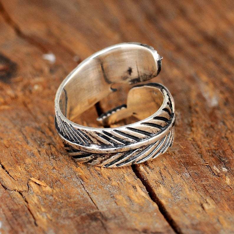 Turquoise Vintage Feather Cross Ring