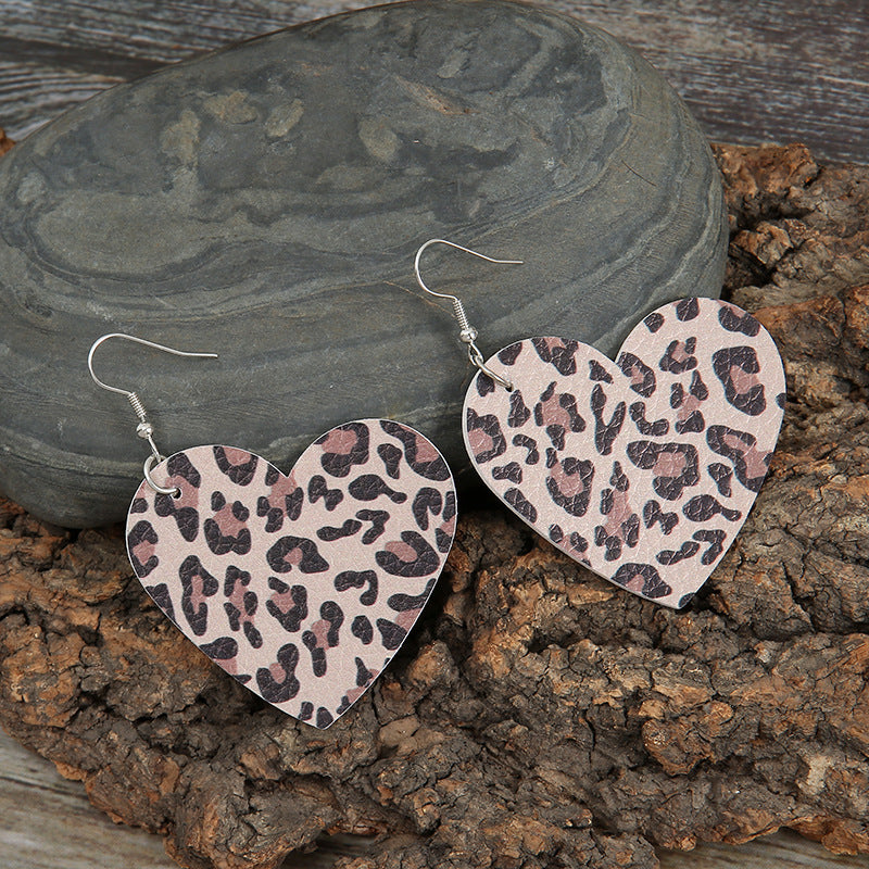 Heart Cross Leather Earrings
