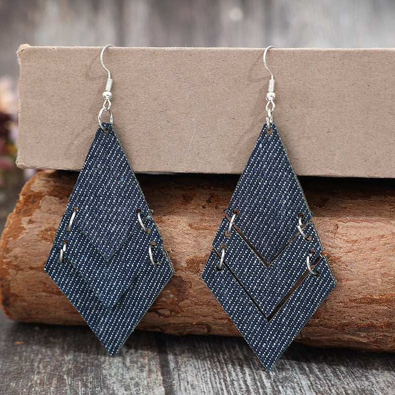Geometric Cross Leather Earrings for Women - product image 4