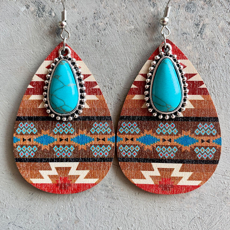 Western Turquoise Boho Vintage Cross Earrings for Women - product image 1