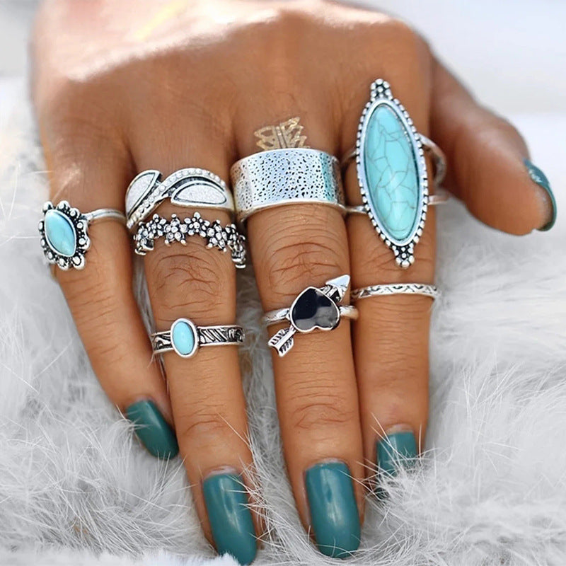 Turquoise Vintage Heart Cross Ring for Women - product image 3