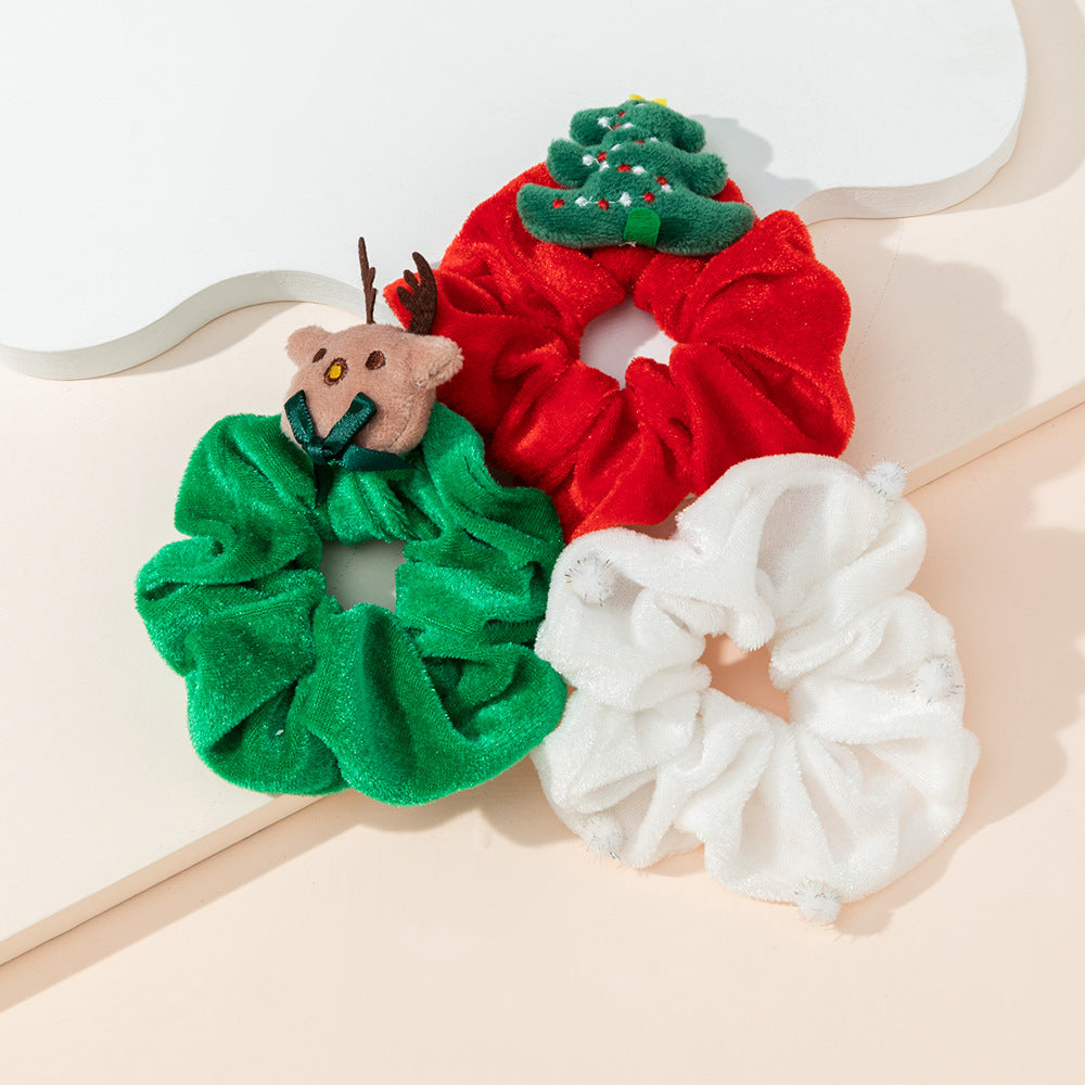 Christmas Velvet Scrunchies - Santa Claus and Deer Hair Ties - Korean Bun - product image 24