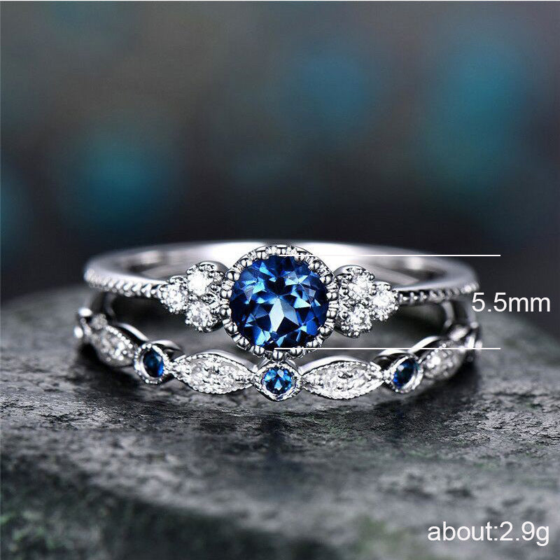Ring Fashionable Zircon Ring for Women Two-piece Set of Micro-inlaid Emerald - product image 8