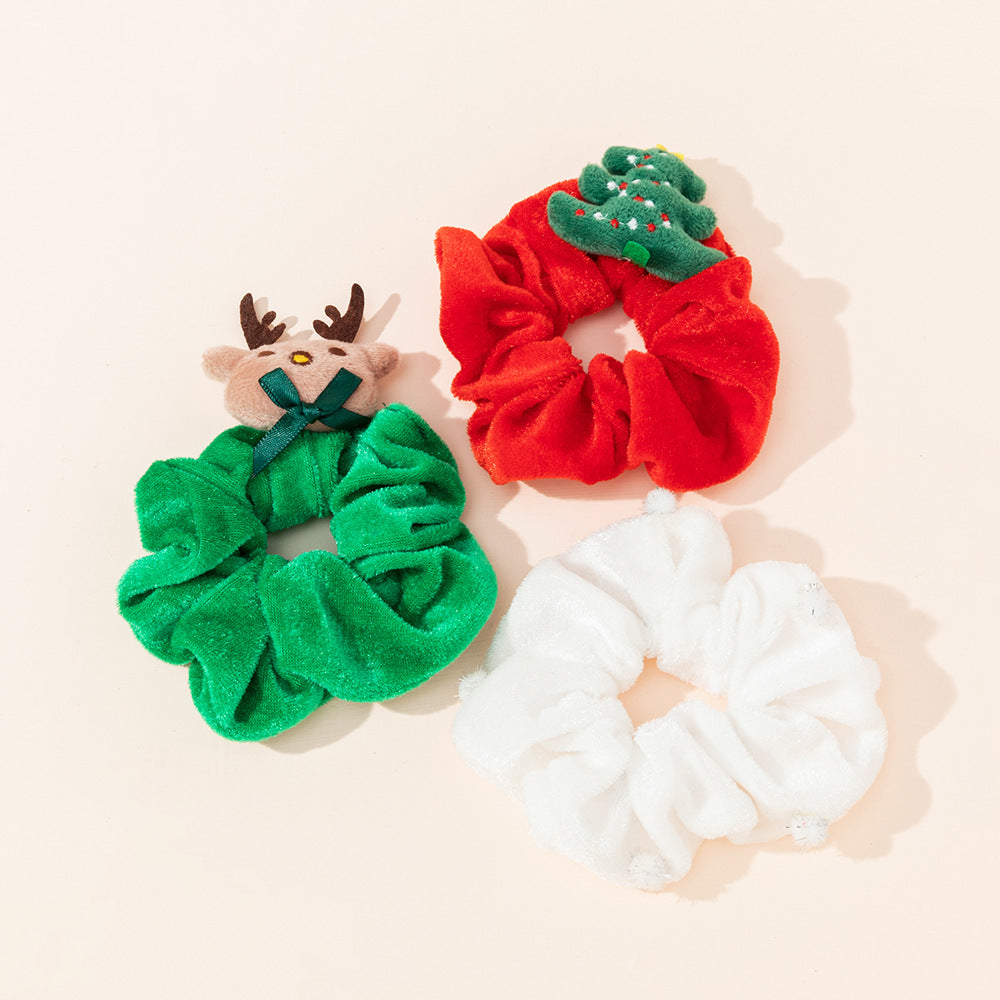 Christmas Velvet Scrunchies - Santa Claus and Deer Hair Ties - Korean Bun - product image 2