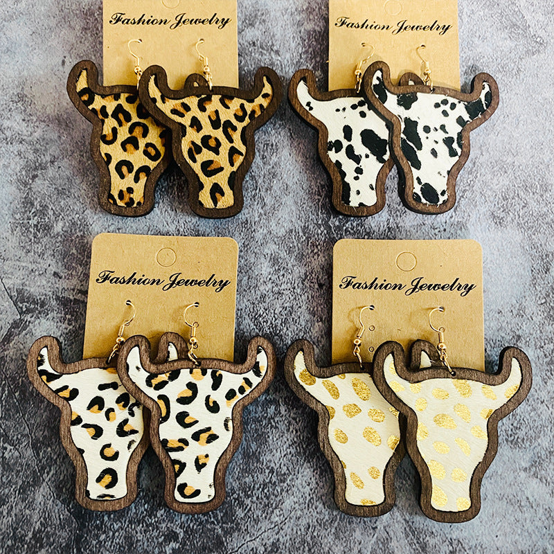 Western Vintage Cow Skull Horse Cross Earrings - product image 2