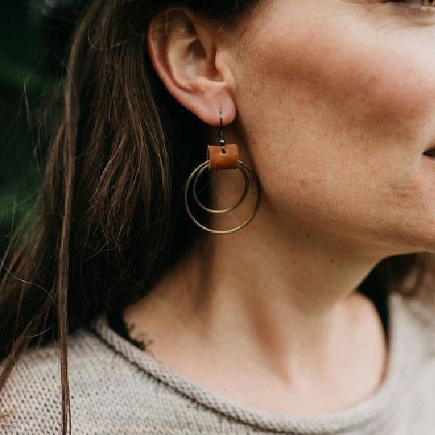 Vintage Cross Leather Earrings for Women - product image 3