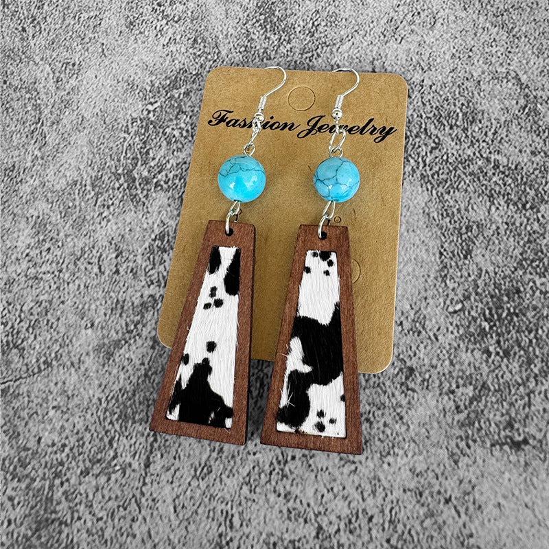 Turquoise Vintage Cross Leather Earrings - product image 6