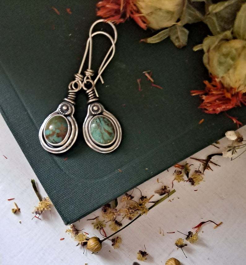 Turquoise Vintage Geometric Cross Earrings