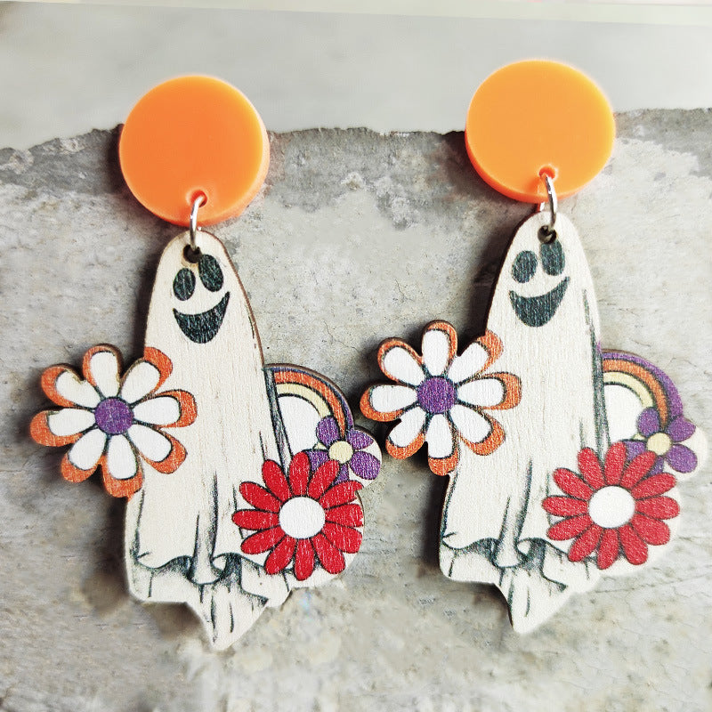 Vintage Floral Wood Earrings - product image 2