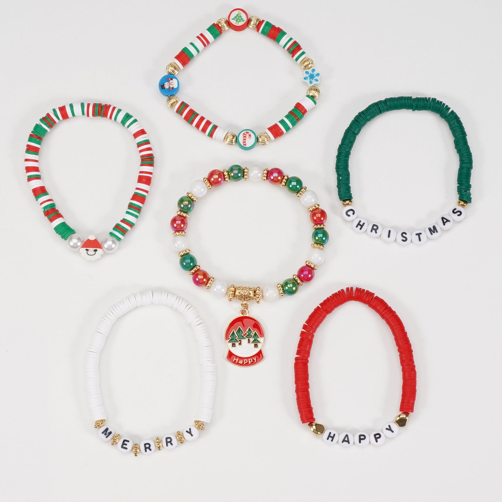 Christmas Bracelet Snowman Handmade Christmas Tree Santa Claus Reindeer