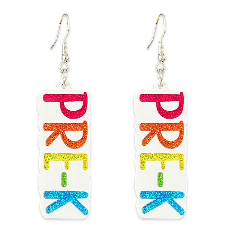 Supply Teacher Student Grade Shiny Text Semester Earrings Colorful Simple