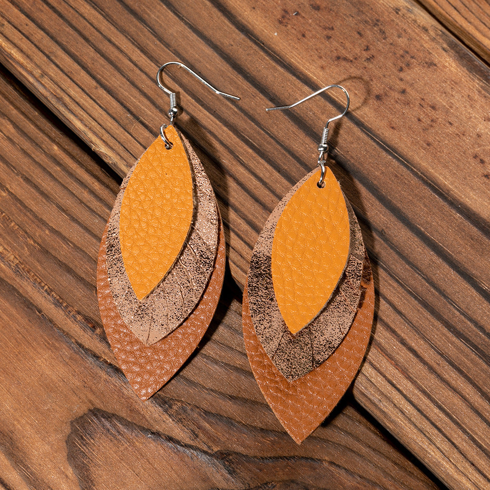 Cross Leather Earrings