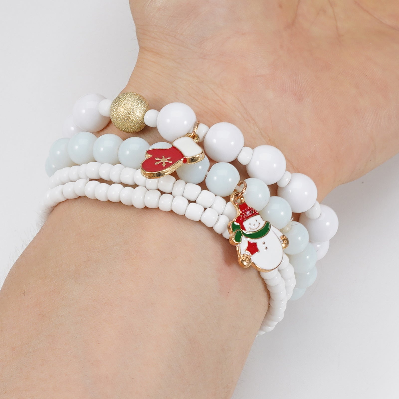 Christmas Bracelet Elastic Cord Bracelet Snowman - Snowflake - Christmas Tree