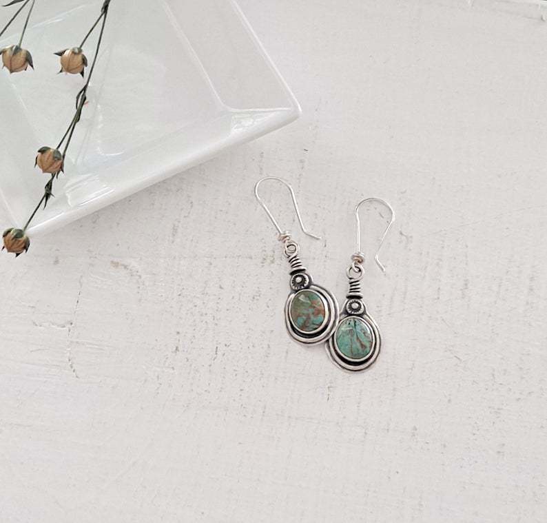 Turquoise Vintage Geometric Cross Earrings - product image 17