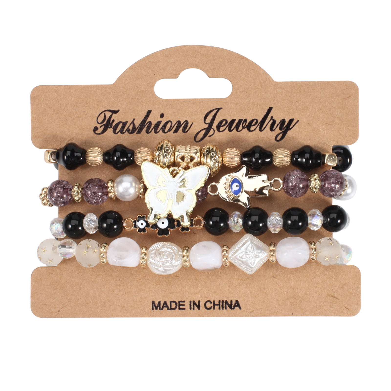 Boho Floral Cross Butterfly Beaded Bracelet