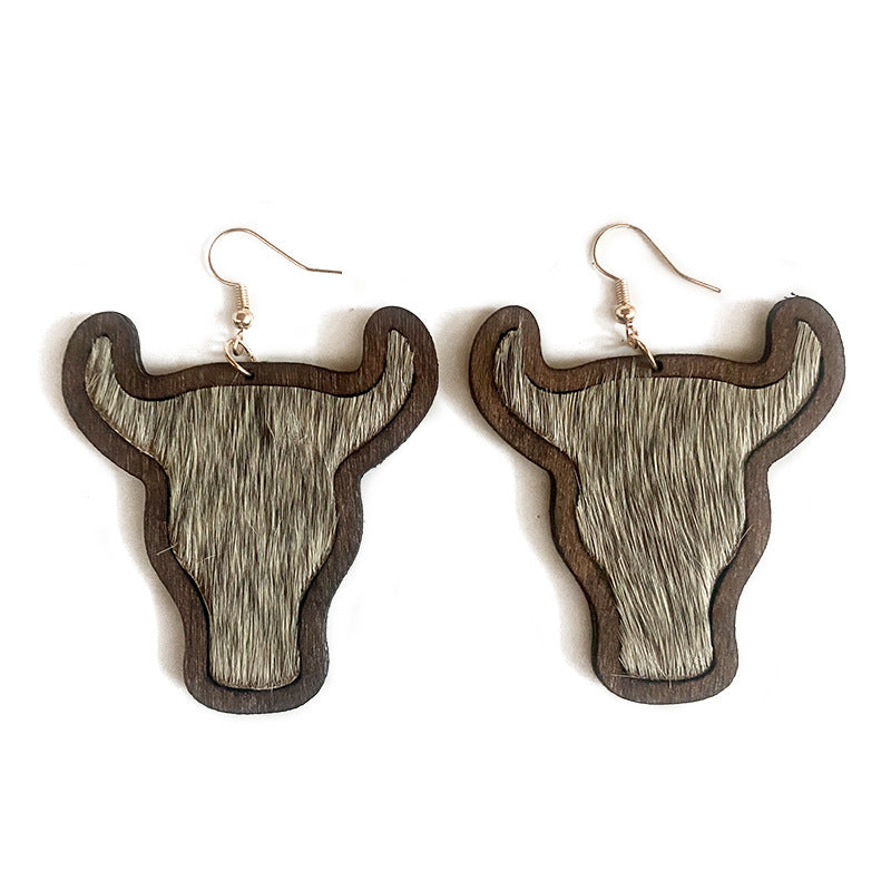 Western Vintage Cow Skull Horse Cross Earrings - product image 5