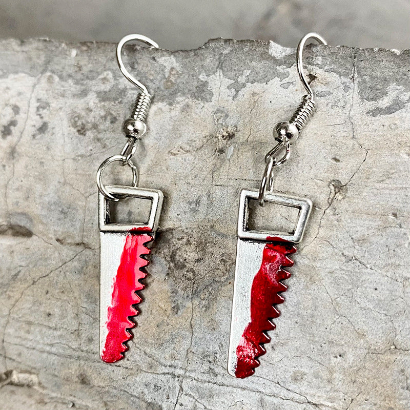 Bloodstained Horror Halloween Earrings Scissors Axe Knife Unique Party - product image 10