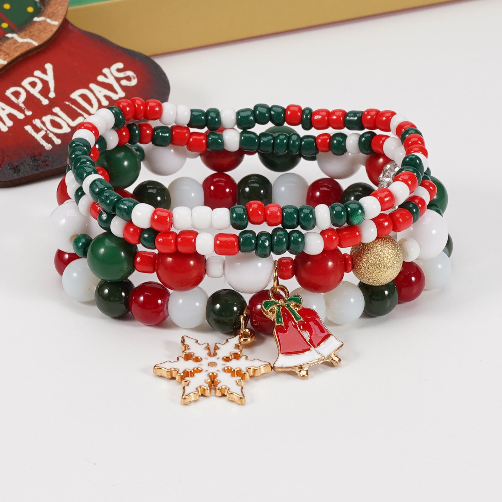Christmas Bracelet Elastic Cord Bracelet Snowman - Snowflake - Christmas Tree