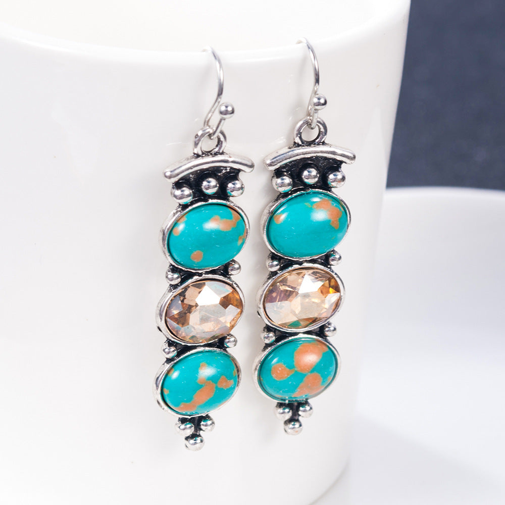 Turquoise Vintage Crystal Earrings for Women - product image 3