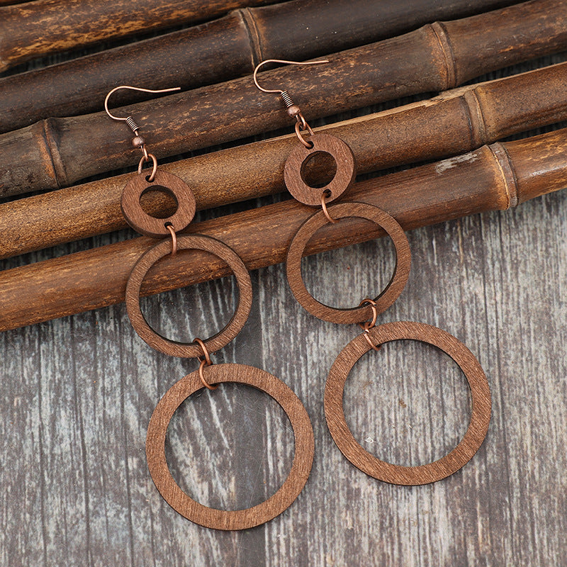 Vintage Geometric Wood Earrings - product image 4