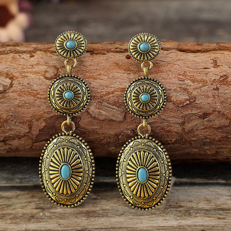 Turquoise Vintage Floral Cross Earrings - product image 4