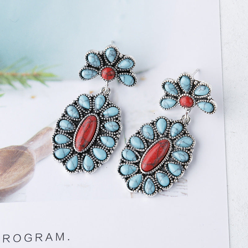 Turquoise Statement Cross Earrings - product image 3