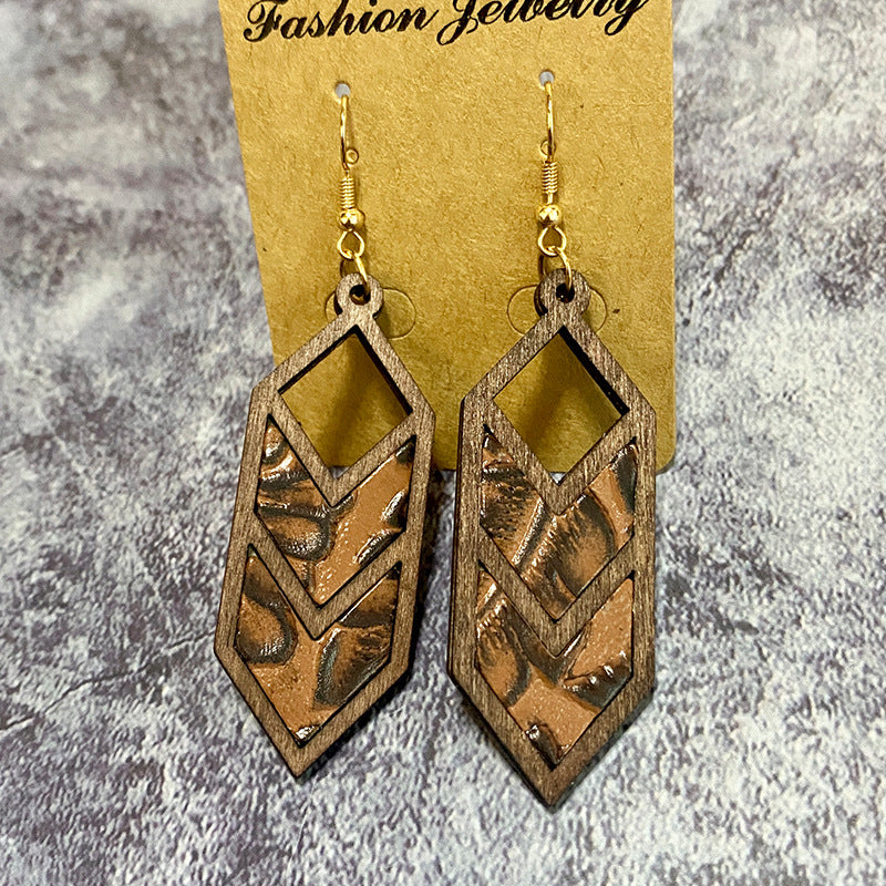 Western Geometric Cross Leather Earrings - product image 10