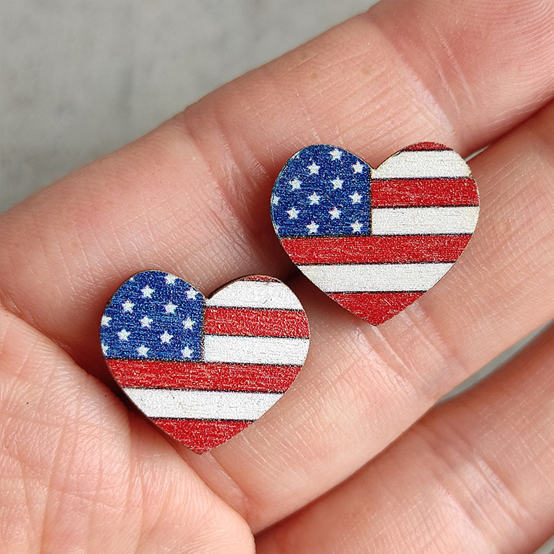 Floral Heart Flag Wood Earrings - product image 3