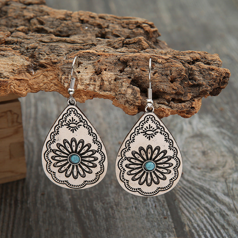 Turquoise Vintage Floral Cross Earrings for Women - product image 1