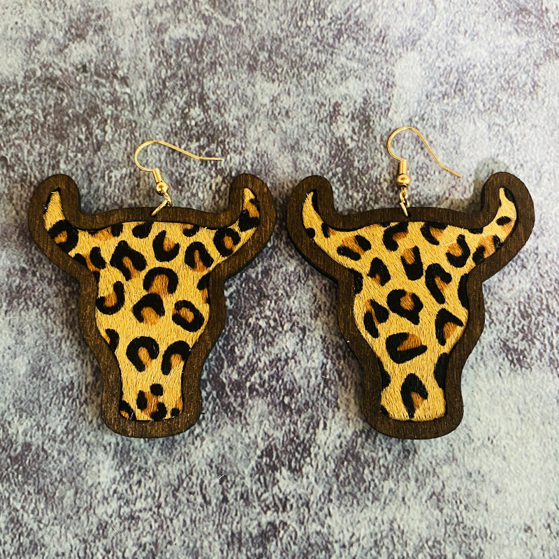 Western Vintage Cow Skull Horse Cross Earrings - product image 9