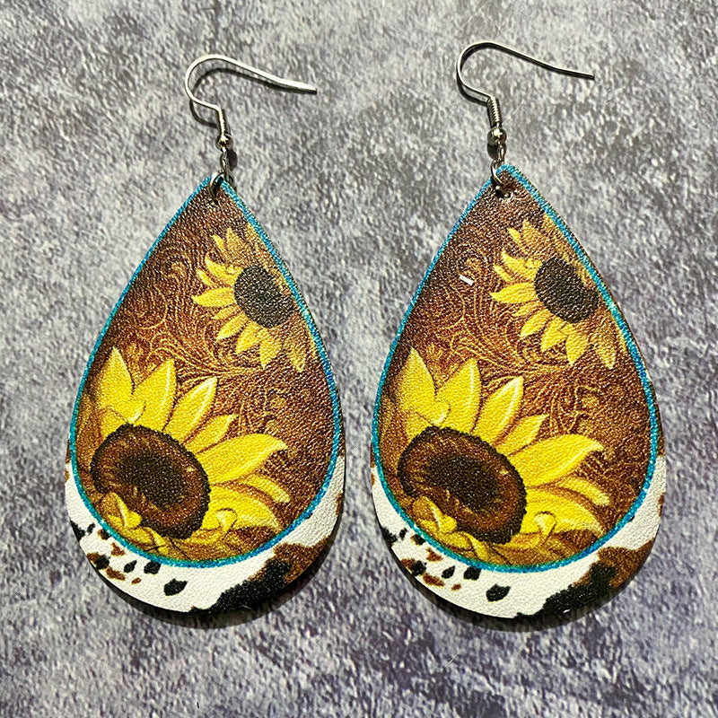 Western Boho Vintage Cross Leather Earrings