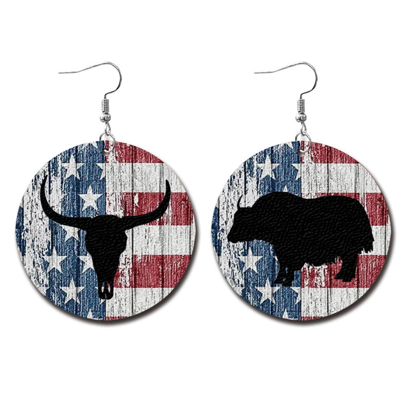Vintage Cross Flag Leather Earrings - product image 14