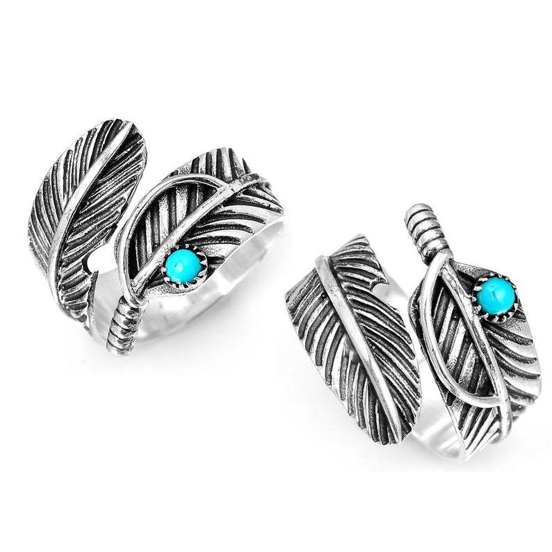 Turquoise Vintage Feather Cross Ring