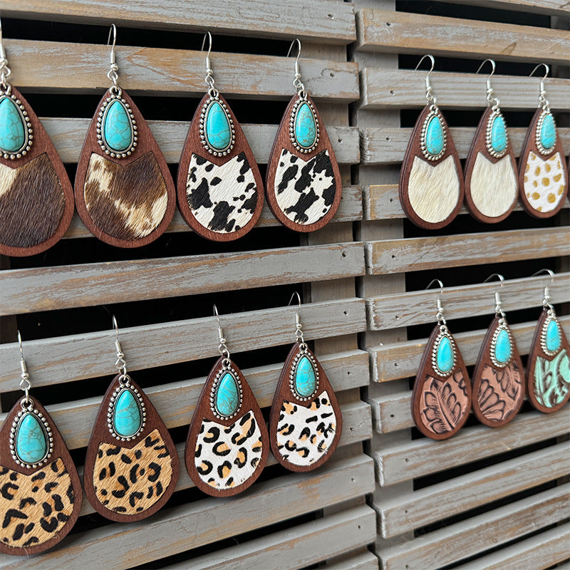 Western Vintage Horse Cross Leather Earrings - product image 1