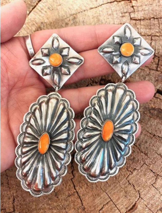 Boho Vintage Cross Resin Earrings