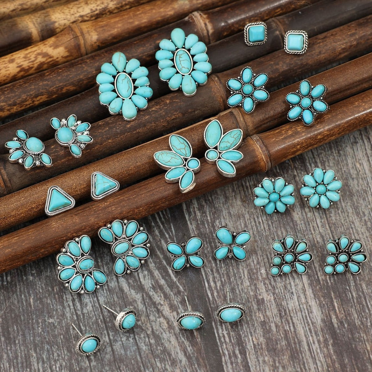 Turquoise Boho Vintage Geometric Earrings - product image 3