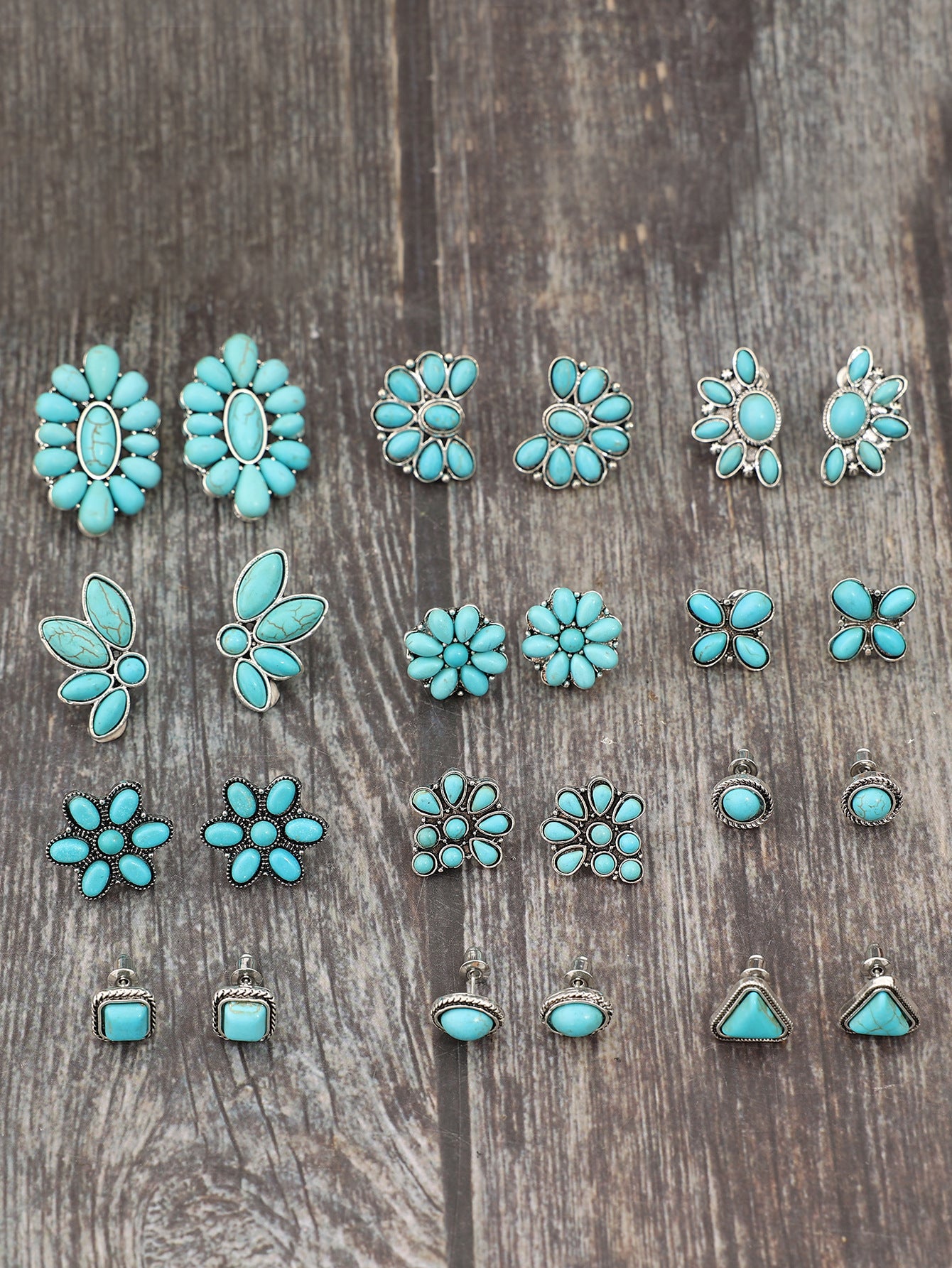 Turquoise Boho Vintage Geometric Earrings - product image 7
