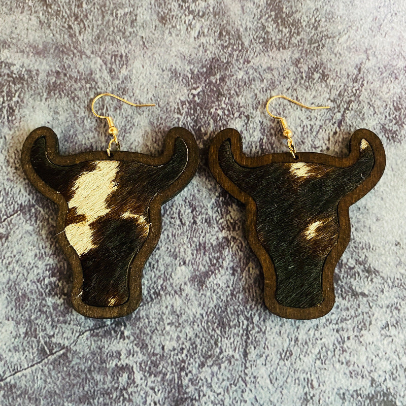 Western Vintage Cow Skull Horse Cross Earrings - product image 11