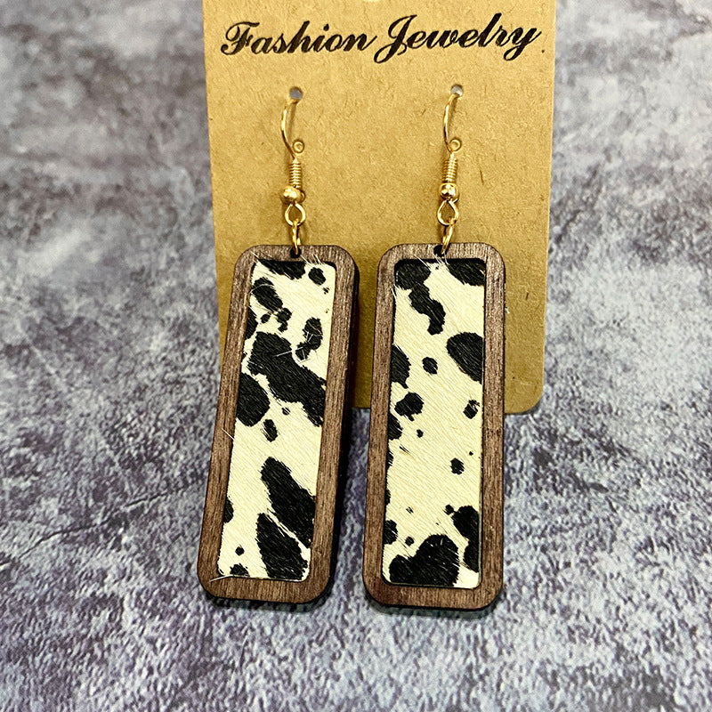 Western Vintage Geometric Cross Leather Earrings - product image 9