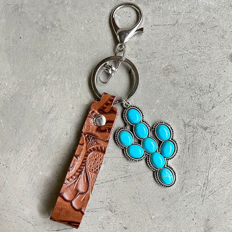 Western Turquoise Vintage Floral Leather Necklace - product image 10