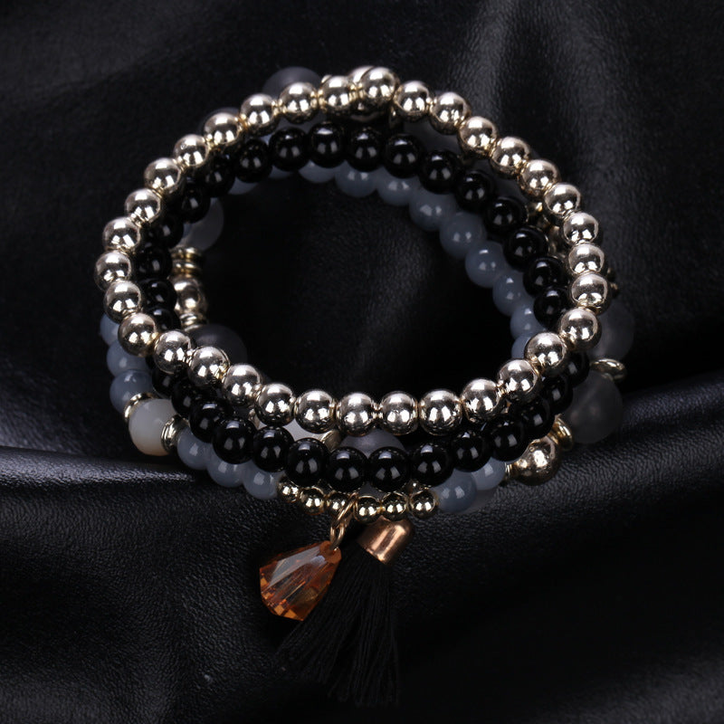 Women's Bracelets Multi-layered Glass Stone Bracelet Fabric Tassel Bracelet - product image 28